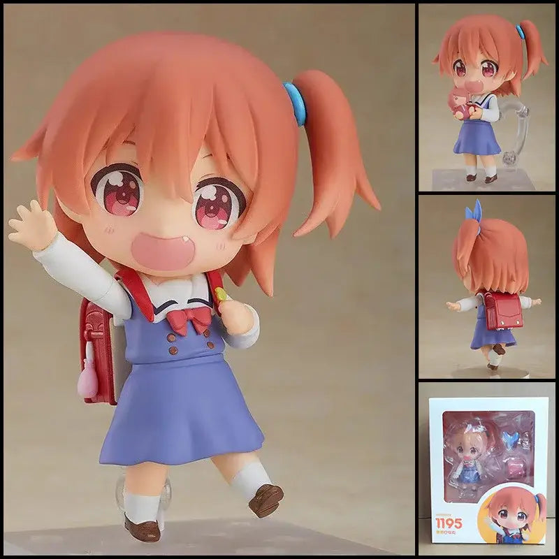 Chibi-style roxy migurdia figure with orange pigtails and posable face swap in blue mushoku tensei roxy school uniform
