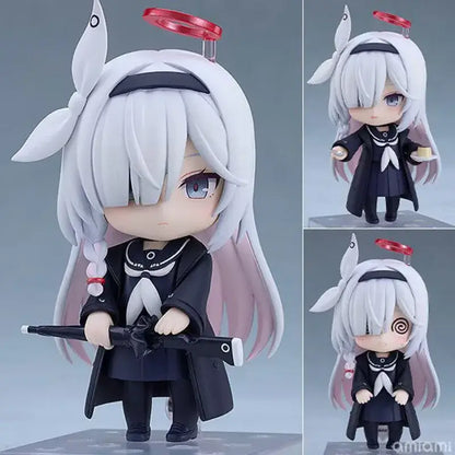 Mushoku tensei roxy migurdia q version figure with white hair silver eyes black coat posable design and character styling