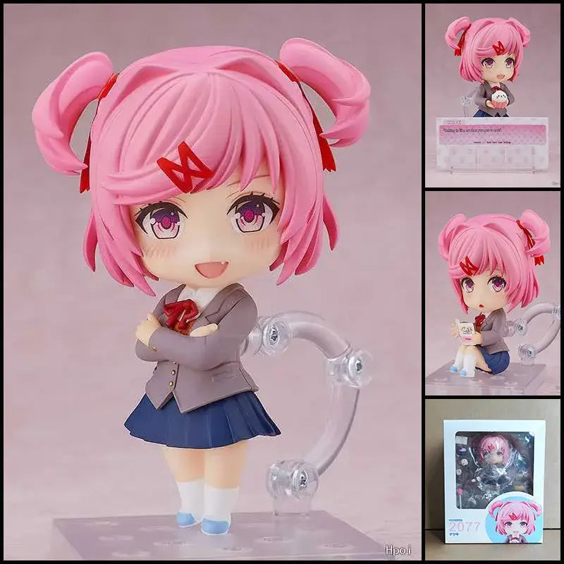Pink-haired mushoku tensei roxy migurdia q version figure with posable design red ribbon and face swap feature