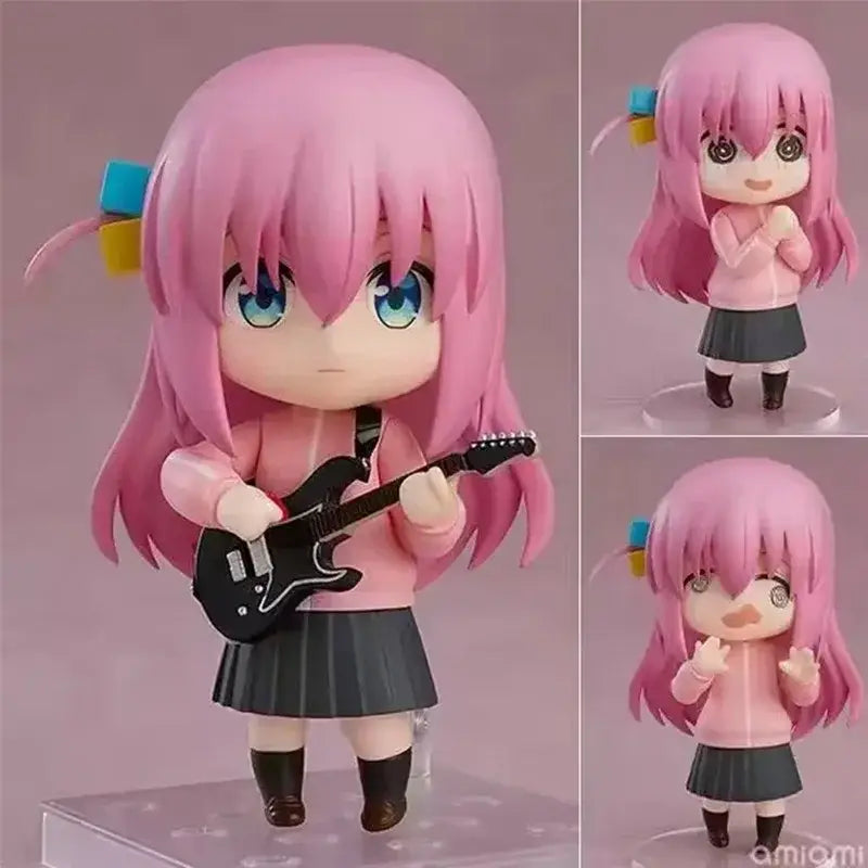 Mushoku tensei roxy migurdia q version figure with pink hair blue eyes posable design holding black electric guitar
