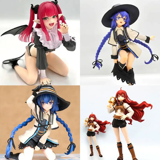 Red-haired devil-themed roxy migurdiass pvc figure with black wings and horns from mushoku tensei in layered outfit