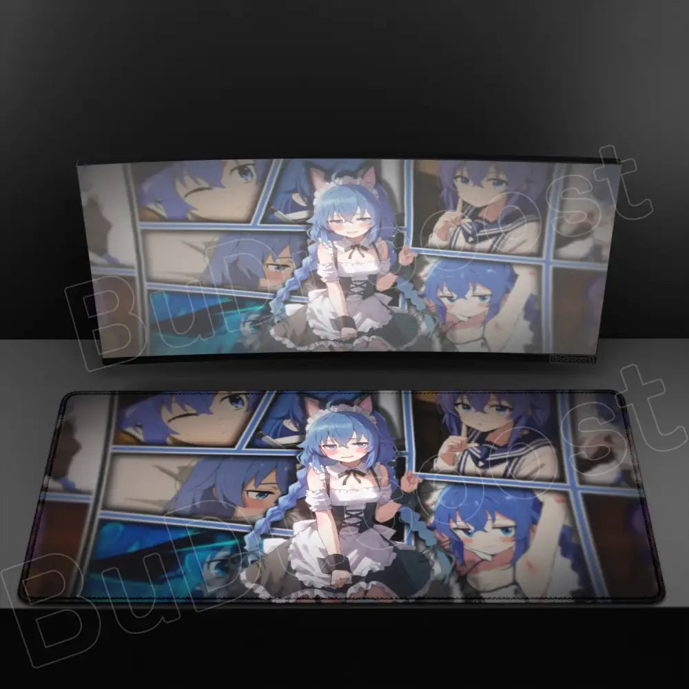 Mushoku tensei roxy xxl mouse pad with blue-haired anime character in white dress on anti-slip rubber surface