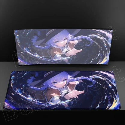 Mushoku tensei roxy xxl mouse pad with anti-slip rubber featuring vibrant anime character with purple hair and witch hat