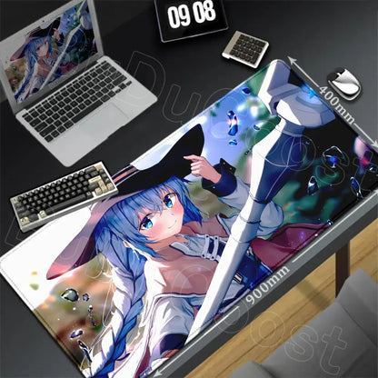 Mushoku tensei roxy xxl mouse pad with blue-haired witch anime art on anti-slip rubber for gaming use