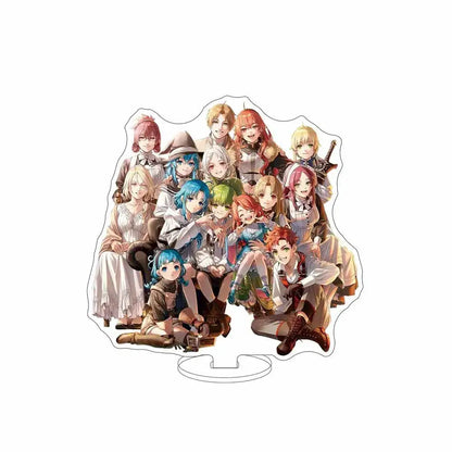 Clear acrylic stand featuring colorful illustration of multiple anime characters for mushoku tensei sylphiette acrylic stand