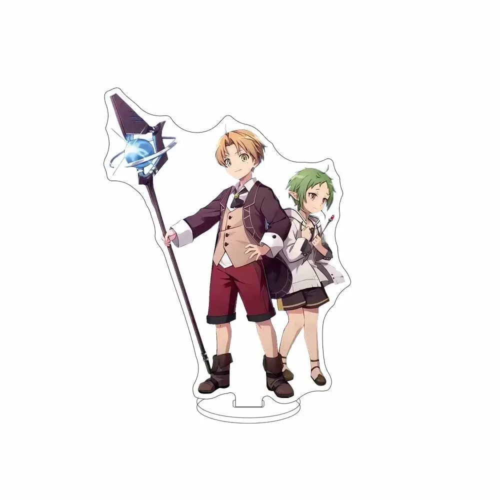 Clear acrylic stand featuring sylphiette acrylic with blonde and green-haired anime characters for hd desktop decor