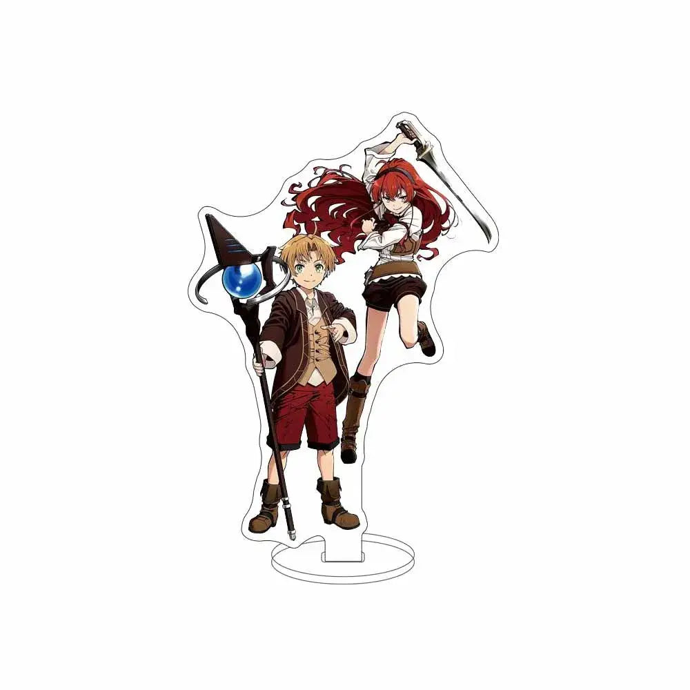Clear acrylic stand featuring two anime characters with red hair and blonde hair from the sylphiette acrylic stand series