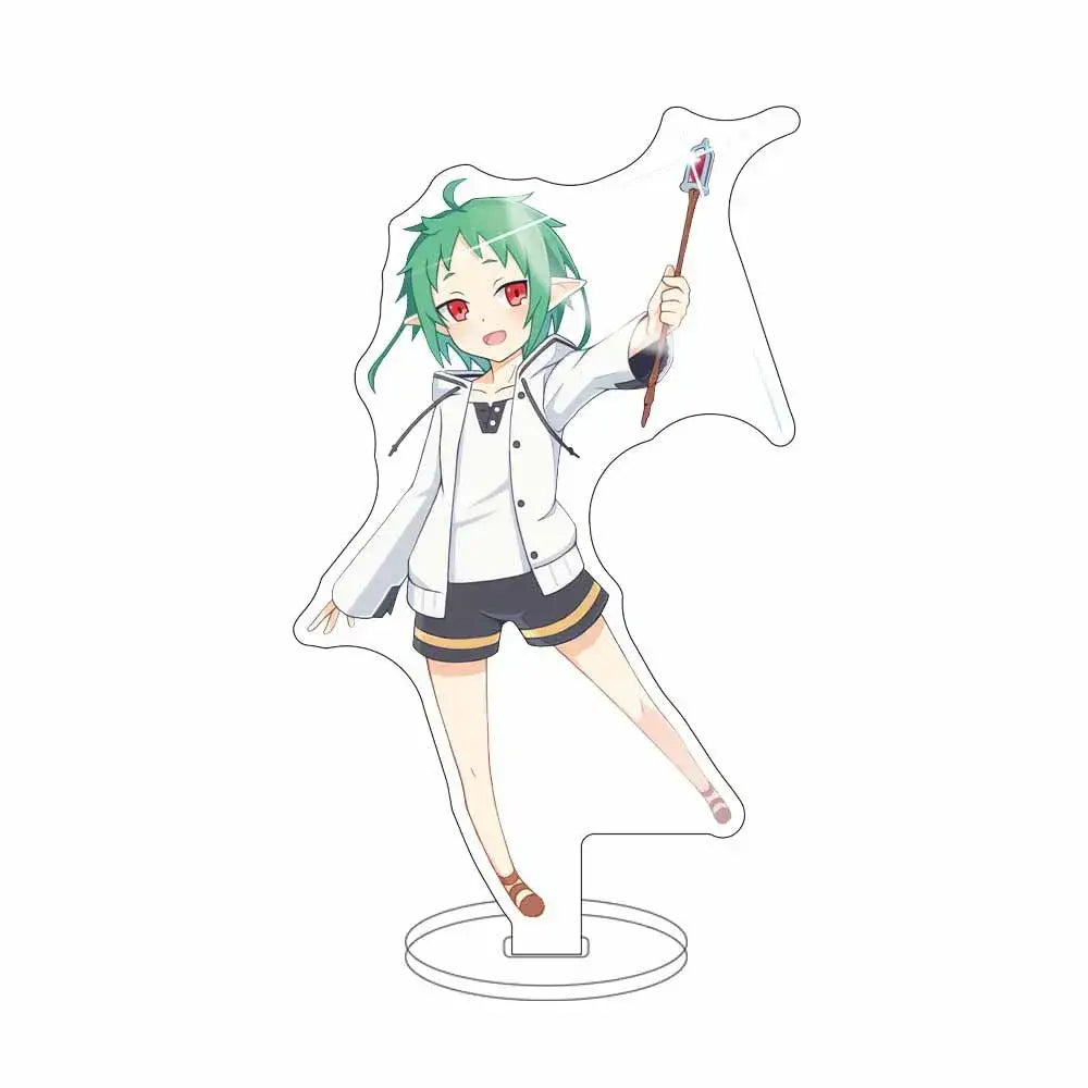Clear acrylic sylphiette acrylic stand featuring green hair and red eyes in white jacket for hd desktop decor