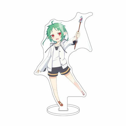Clear acrylic sylphiette acrylic stand featuring green hair and red eyes in white jacket for hd desktop decor