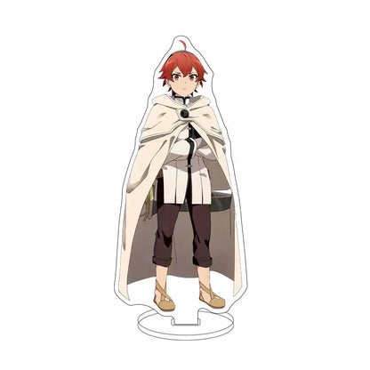 Mushoku tensei sylphiette acrylic stand featuring a red-haired anime character in a cream hooded cloak on an acrylic base