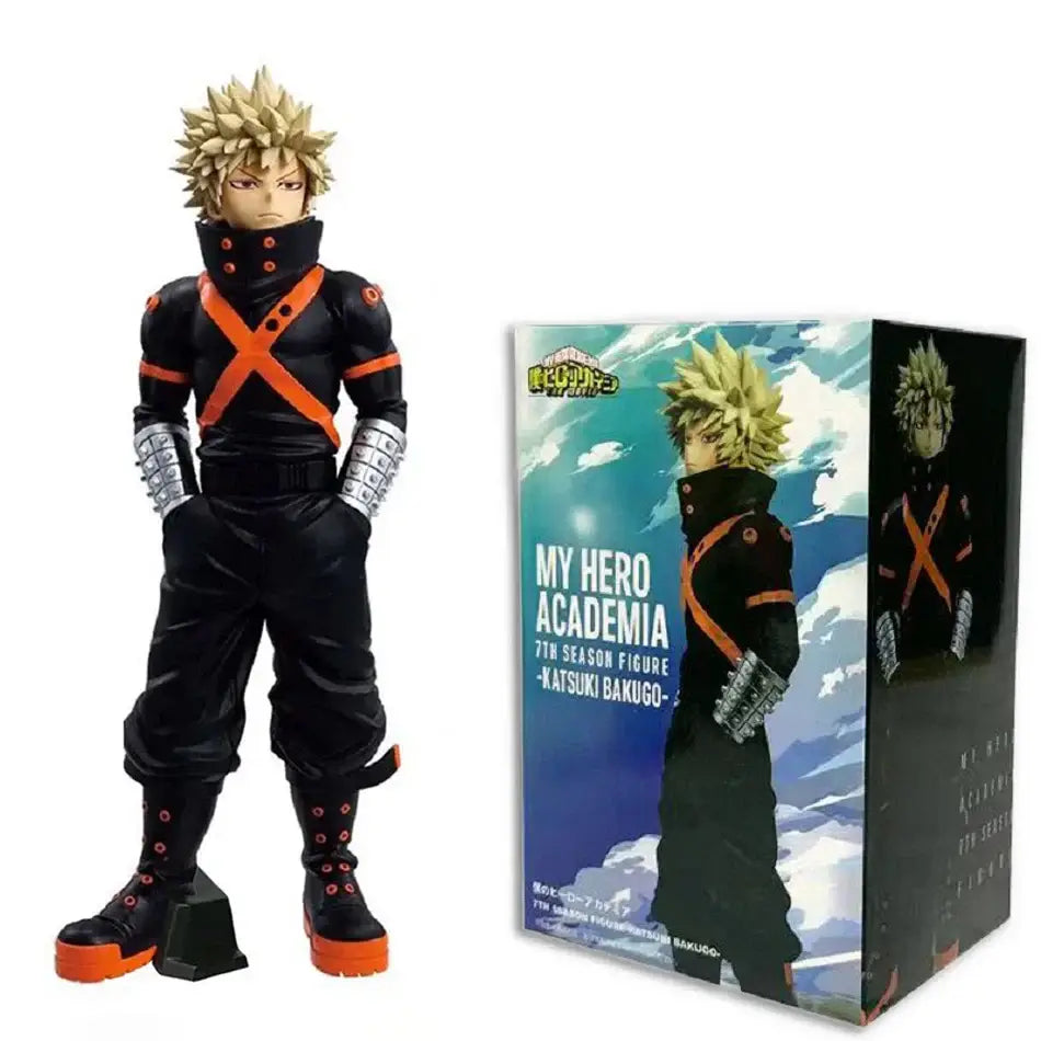 My hero academia age of heroes pvc figure desktop model featuring bakugo with spiky blonde hair and silver gauntlets in retail box