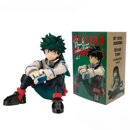 My hero academia age of heroes pvc figure featuring green-haired izuku midoriya seated in white blue and red uniform
