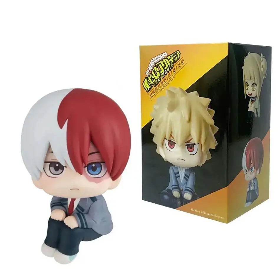 Red and white-haired shoto todoroki heroes pvc figure in gray school uniform with blue eyes from my hero academia retail box