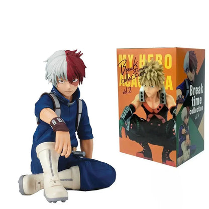 My hero academia age of heroes durable pvc action figure with blue and white hair seated in blue outfit and cream boots