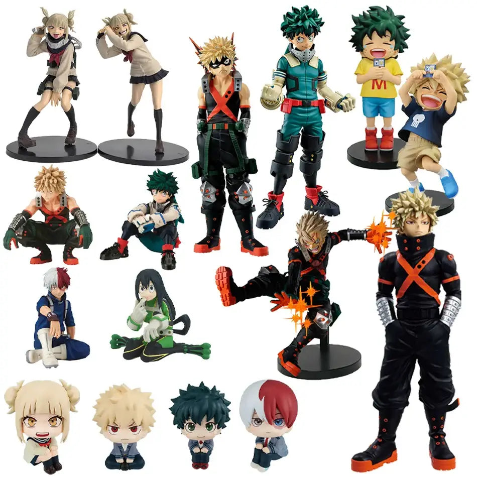 Collection of hero academia age of heroes action figures in vibrant colors made of durable pvc with detailed sculpting