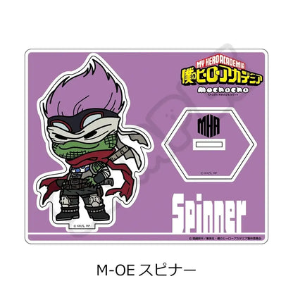 My hero academia ashido mina acrylic stand featuring a purple-haired green-skinned chibi with black mask and red scarf