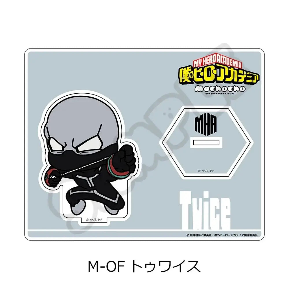 Chibi style hero academia ashiro mina acrylic stand featuring gray skin ninja attire with red accents halloween ornament