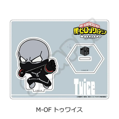 Chibi style hero academia ashiro mina acrylic stand featuring gray skin ninja attire with red accents halloween ornament
