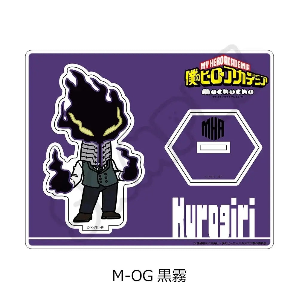 Chibi-style hero academia ashiro mina acrylic stand with black smoke theme glowing eyes flame hair halloween ornament