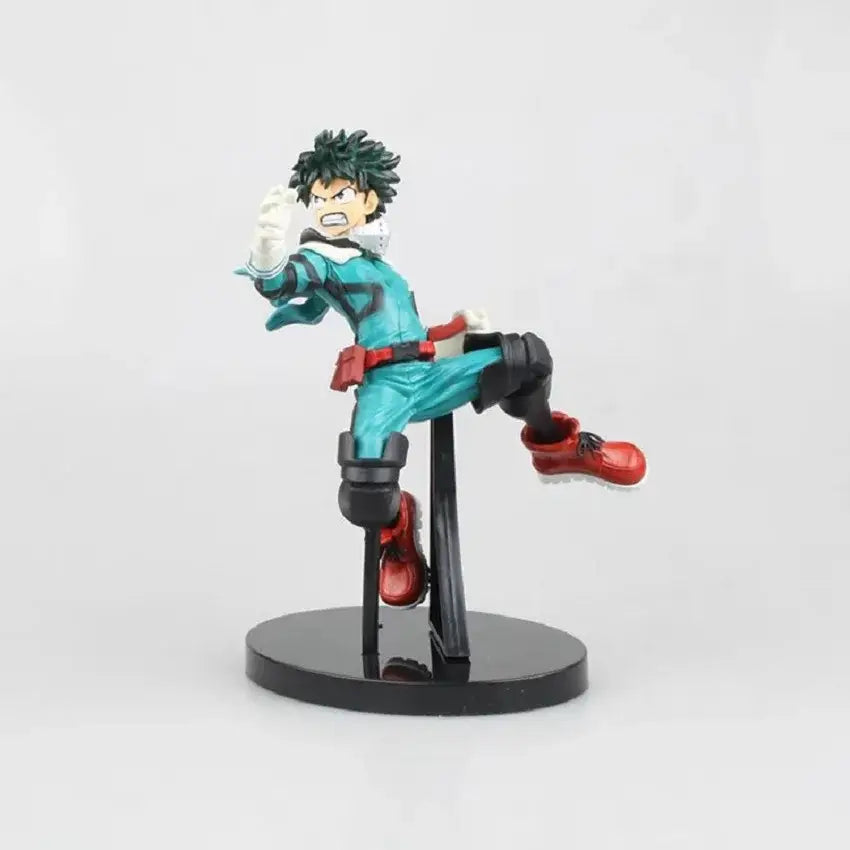 My hero academia bakugo pvc figure 11cm statue featuring a dynamic teal and black izuku midoriya action figure mid-kick