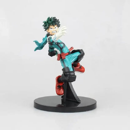 A hero academia dynamic pvc figure of izuku midoriya in teal hero suit with green hair and red belt 11cm statue