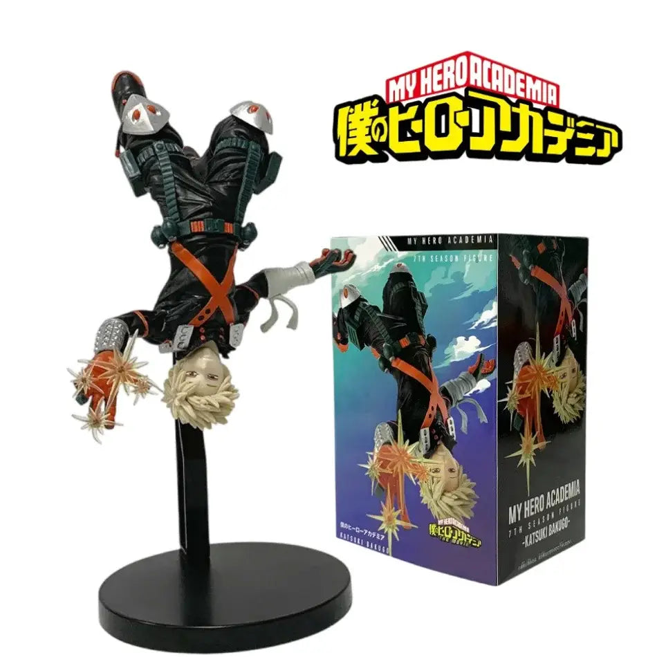 My hero academia bakugou katsuki pvc statue 22cm mid-air pose with black orange explosive energy blasts