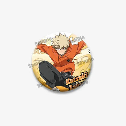 My hero academia bakugou orange hoodie tinplate coin brooch featuring black pants anime character design