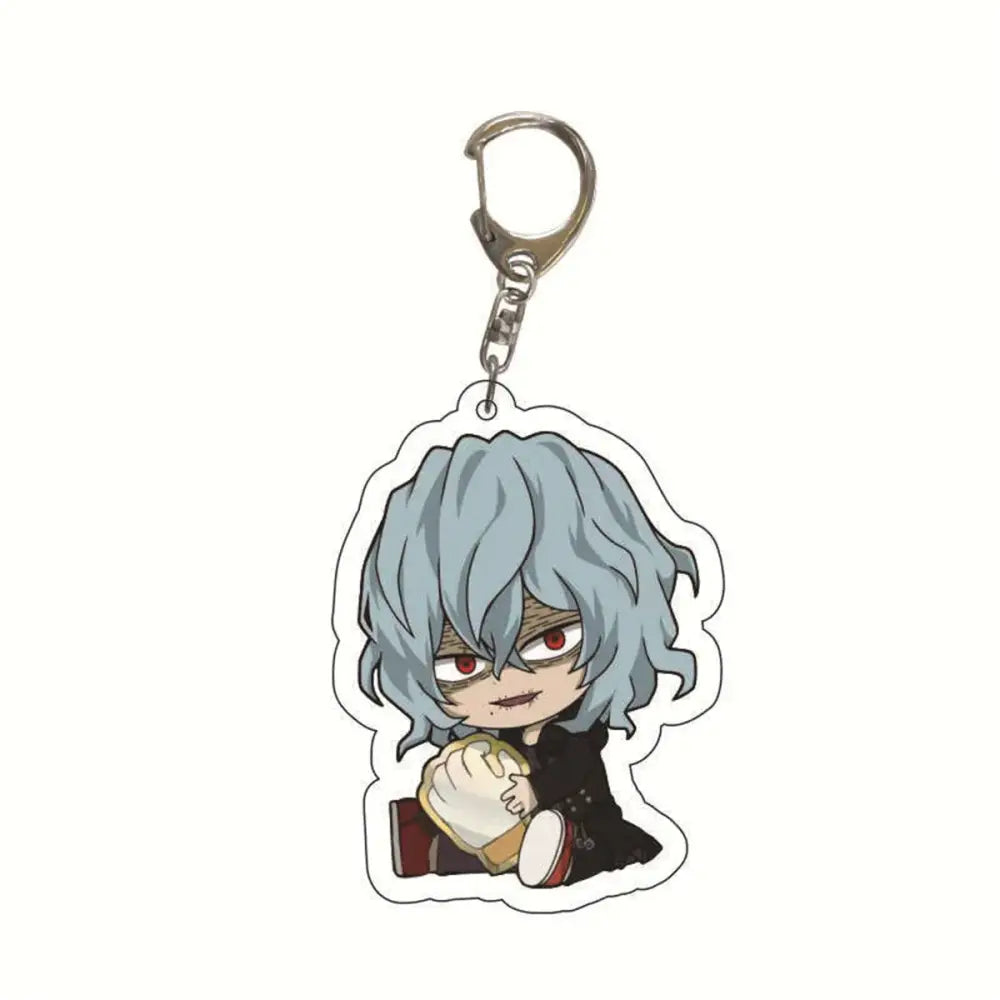 My hero academia silver-haired anime character acrylic keychain with red eyes and black outfit bag charm