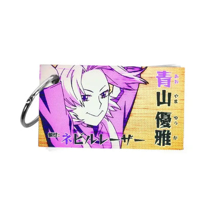 Purple and white hero academia anime character keychain with metallic ring for my hero academia note pad china animation