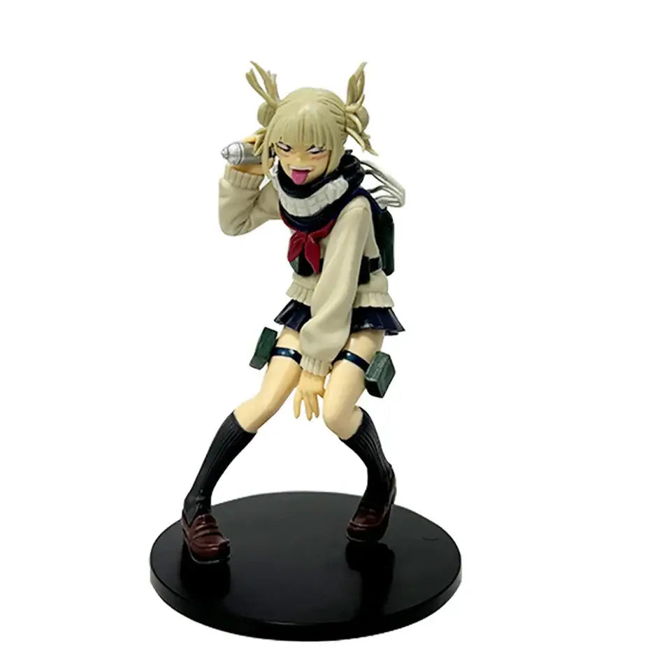 My hero academia character pvc figure of blonde anime girl with twin ponytails holding silver object, durable pvc for anime fans