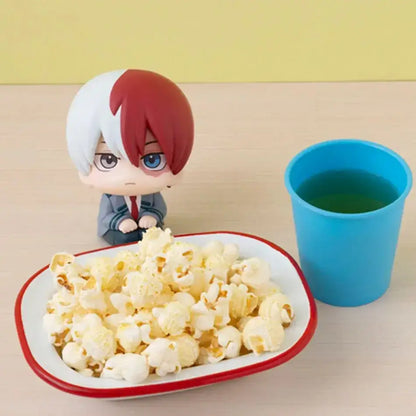 My Hero Academia chibi Todoroki PVC figure with half-red white hair in gray suit for durable anime fans collectible