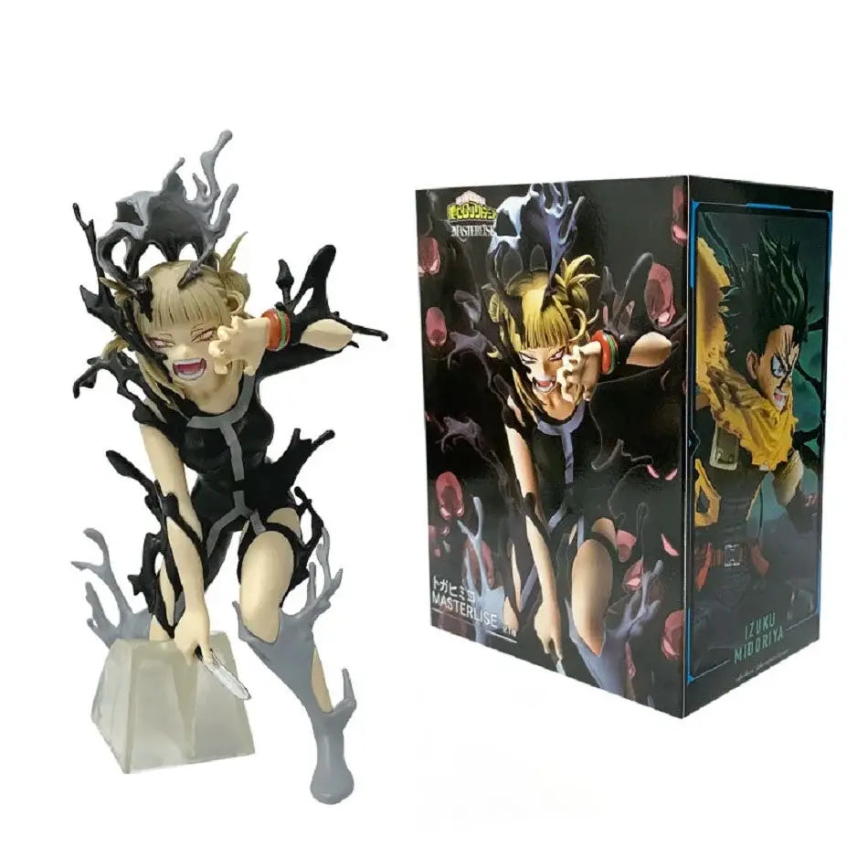 Black and gray pvc figurine of blonde my hero academia anime character with black branch-like tendrils extending from body
