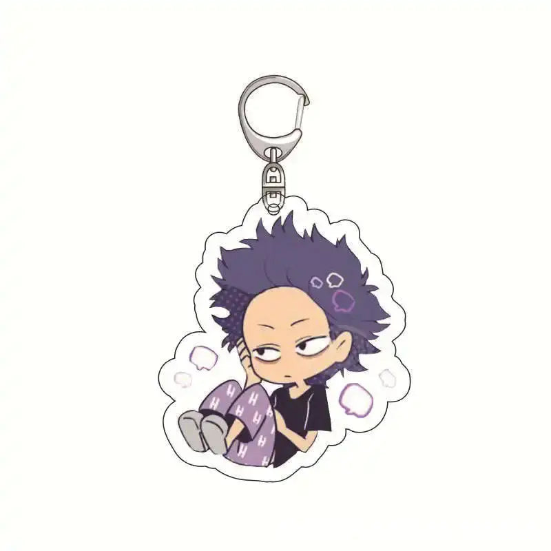 Purple-haired purple hero academia acrylic keychain with silver metal clip lightweight acrylic anime charm
