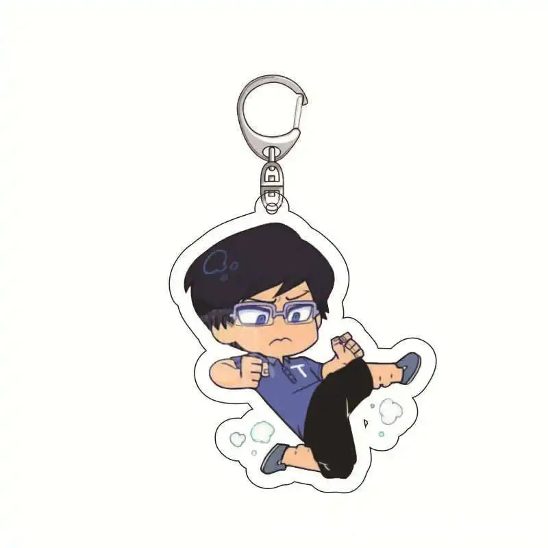 Blue and black izuku midoriya acrylic keychain with silver clip from my hero academia anime charm collection