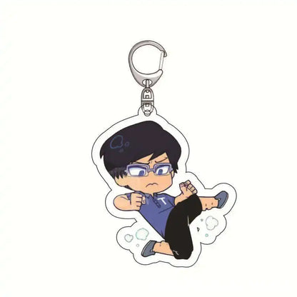 Blue and black izuku midoriya acrylic keychain with silver clip from my hero academia anime charm collection