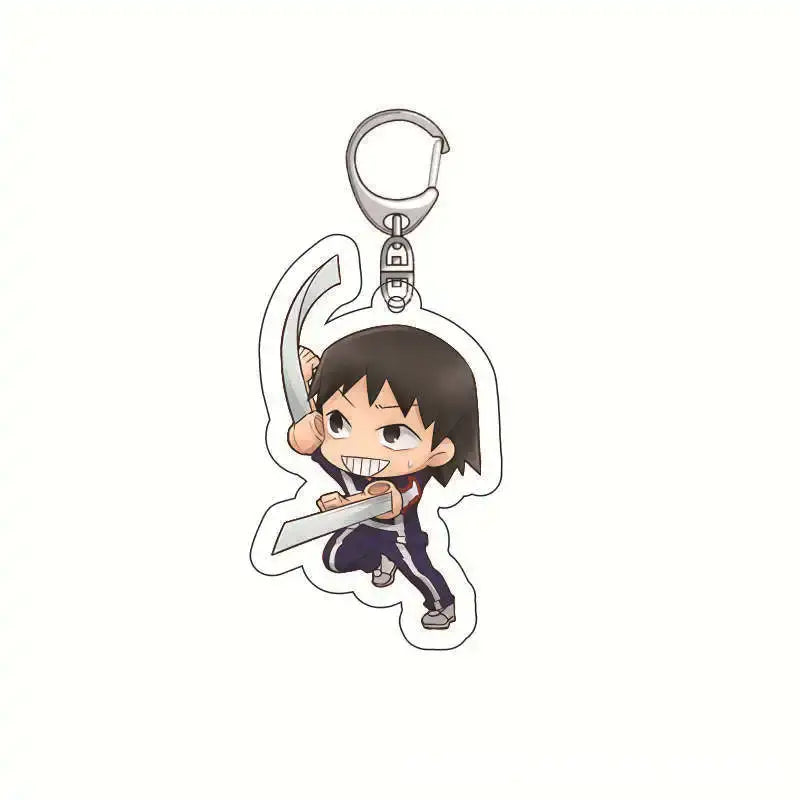 Chibi-style my hero academia izuku midoriya acrylic keychain with dark hair character and silver metal clip