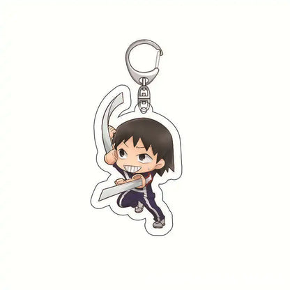 Chibi-style my hero academia izuku midoriya acrylic keychain with dark hair character and silver metal clip