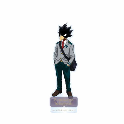 Black-feathered fumikage tokoyami gray uniform acrylic stand figure display piece from my hero academia izuku midoriya collection