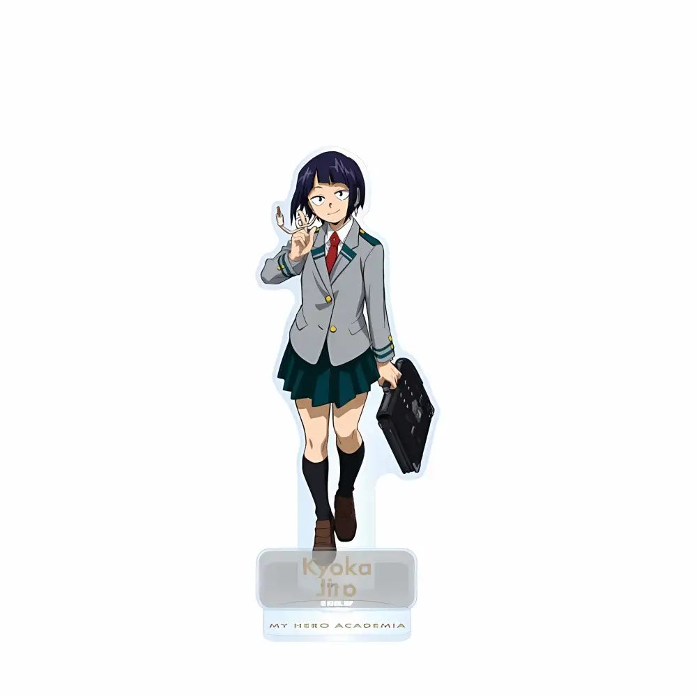 Clear acrylic display piece of izuku midoriya in gray and blue school uniform from my hero academia anime