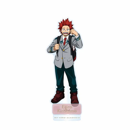 Red-haired eijiro kirishima in gray and green school uniform acrylic standee for my hero academia izuku midoriya display piece