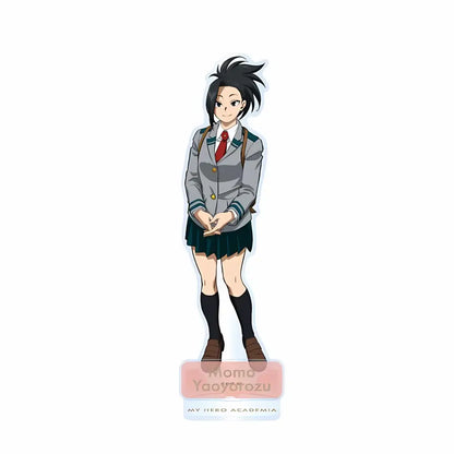 Acrylic display piece of momo yaoyorozu in school uniform from hero academia for izuku midoriya keychain