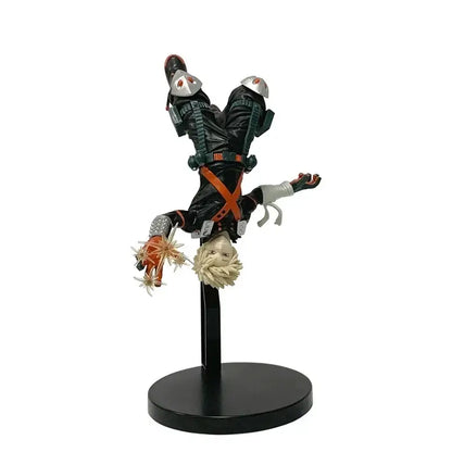 My hero academia izuku midoriya pvc figure in black and orange armor with silver helmet accents posed mid-air