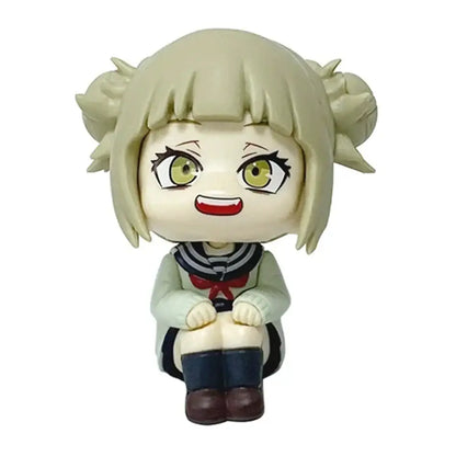 Chibi-style midoriya izuku anime figure in mint-green sailor uniform with blonde twin buns from hero academia