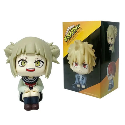 Chibi style anime figure of a blonde girl with green eyes in beige navy and red school uniform from hero academia