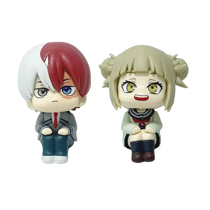 Chibi style pvc anime figures of shoto todoroki and momo yaoyorozu from hero academia midoriya izuku set