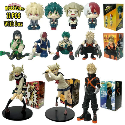 My Hero Academia Midoriya Izuku anime figure collection in vibrant green red black white and blue PVC with detailed poses