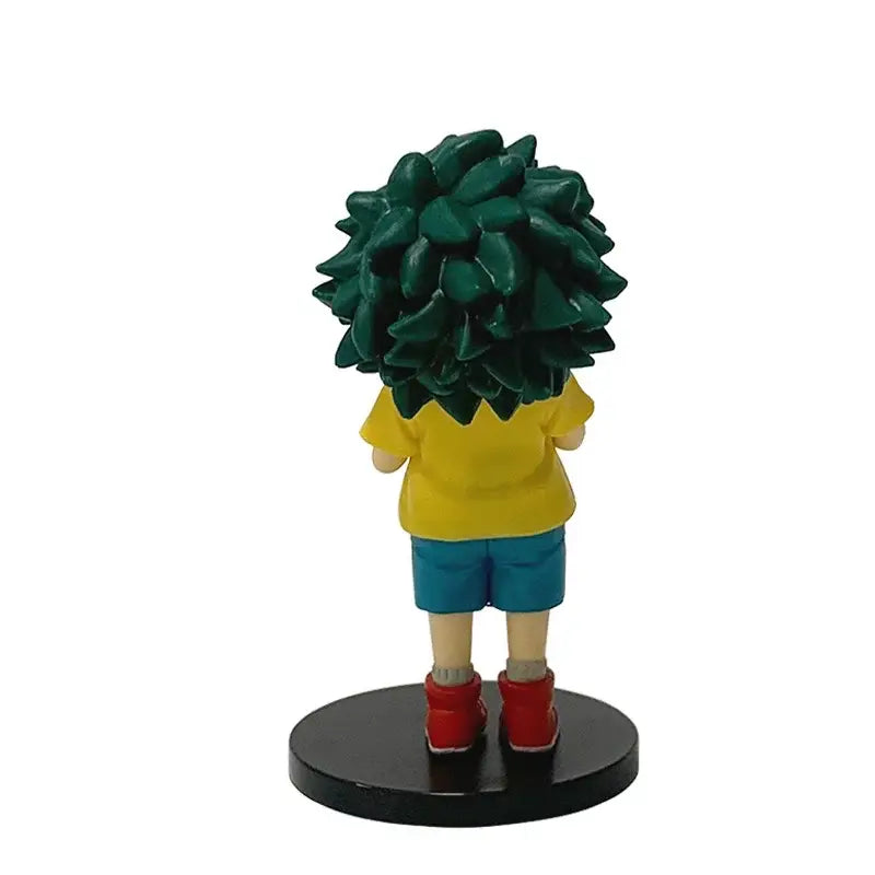 My hero academia midoriya izuku figure collection pvc model with vibrant green hair yellow shirt and blue shorts on black base