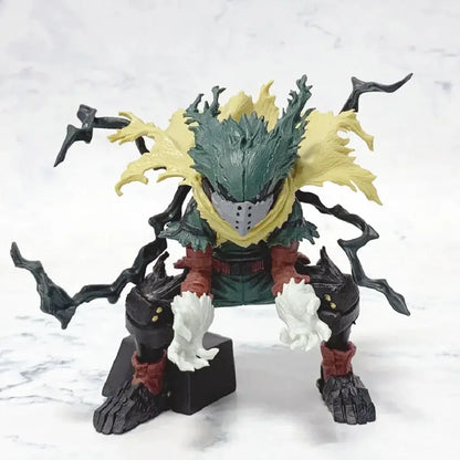 Detailed my hero academia midoriya izuku pvc statue with green yellow hair and silver mask 18–20cm tall