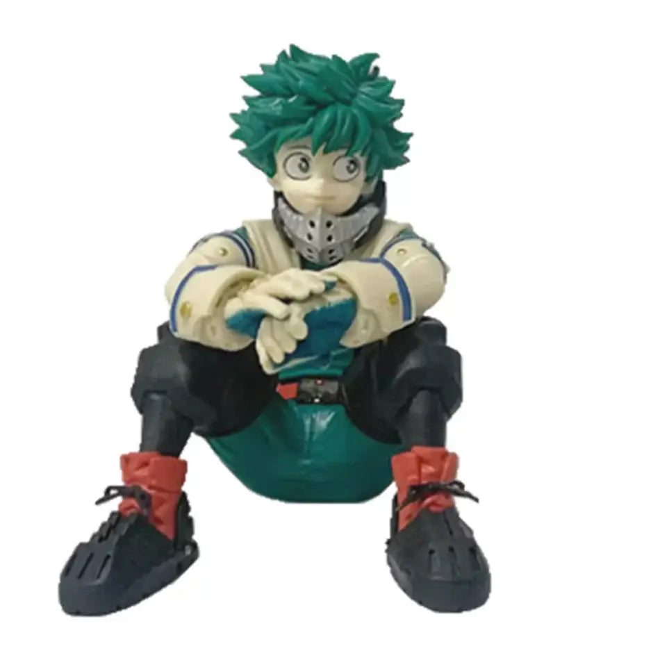 My Hero Academia green-haired Midoriya anime figure with spiky hair in beige jacket teal pants 11cm PVC collectible