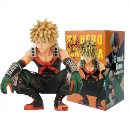 Black and red my hero academia izuku midoriya 11cm pvc figure crouching with spiky blonde hair and green gloves